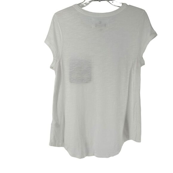 Crochet Pocket Tee White Size L Cupio Round Neck Short Sleeve Preppy Bohemian - Picture 7 of 7